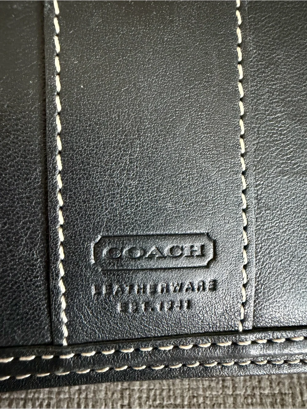 Coach Vintage Black Legacy Leather with White Contrast Stitching Wallet